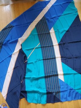 (nwt) Gottex Silk Blue Stripes Print Sarong - Size OS